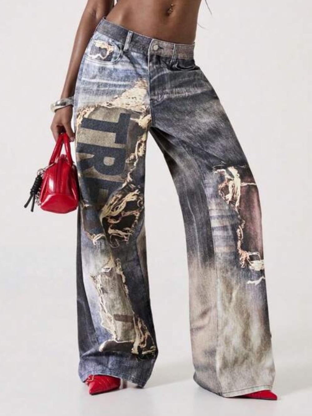 👖 {ROMWE Graphic Wide-Leg Jeans}